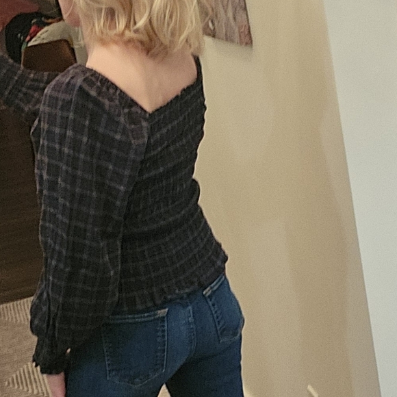 Madewell Plaid Puff Sleeve Top - Size S - Picture 5 of 15